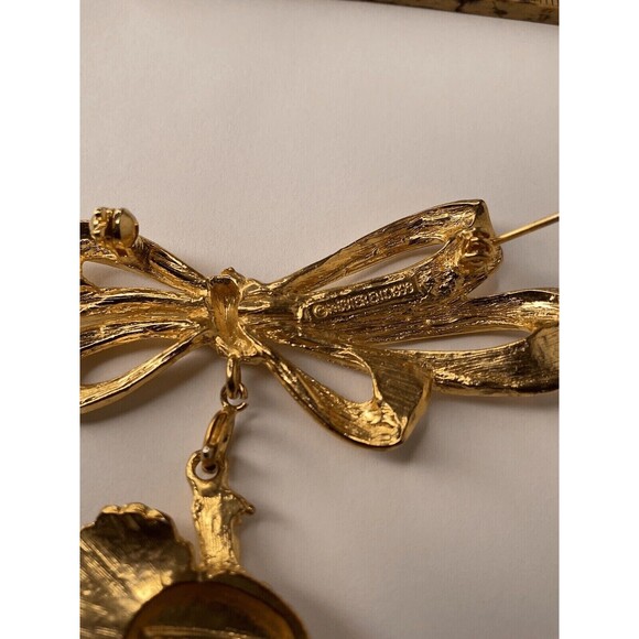 Phister Ent 96s Signed Bow Pin Turkey Charms Thanksgiving Brooch Unisex Adult 3" - Picture 10 of 11